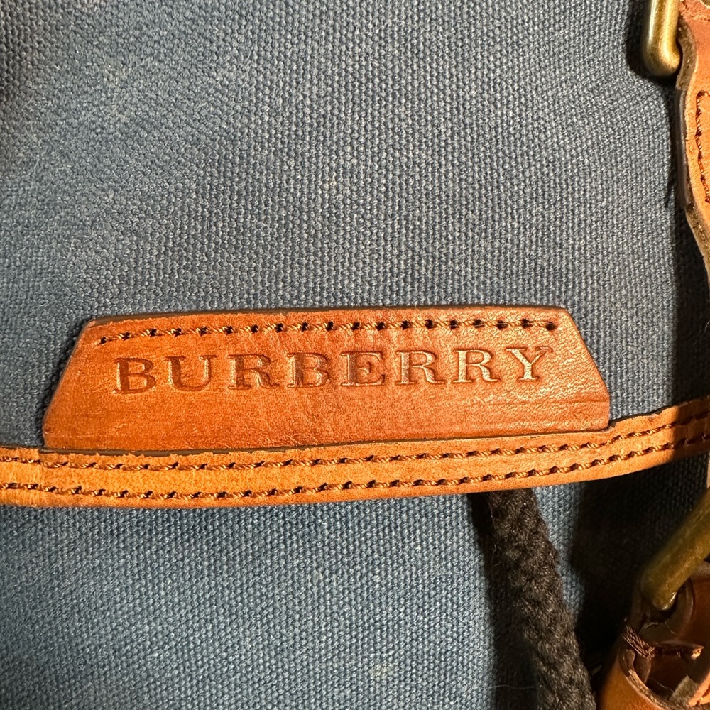 Burberry Blue Canvas & Brown Leather Unisex Backpack - Picture 7 of 12